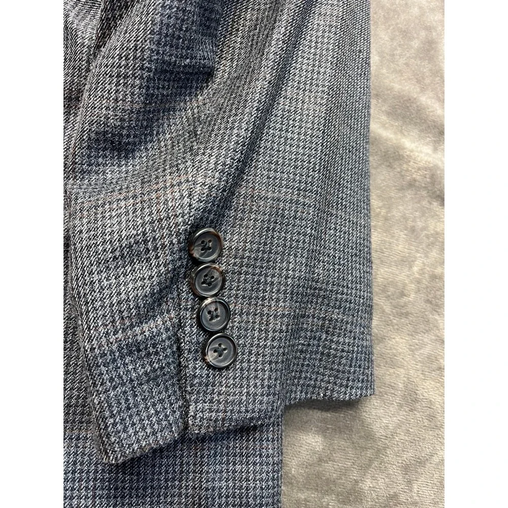 Lauren Ralph Lauren Mens 50R Silk Wool‎ Blazer Grey Houndstooth Sport Coat 50 R
